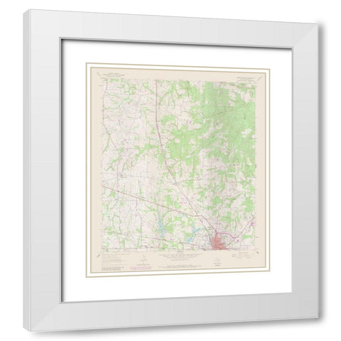Teague North Texas Quad - USGS 1963 White Modern Wood Framed Art Print with Double Matting by USGS
