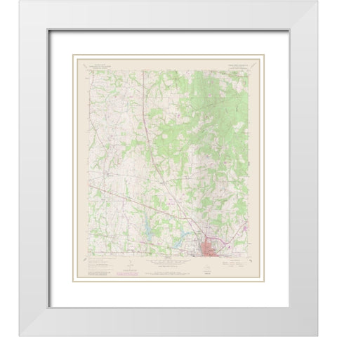 Teague North Texas Quad - USGS 1963 White Modern Wood Framed Art Print with Double Matting by USGS