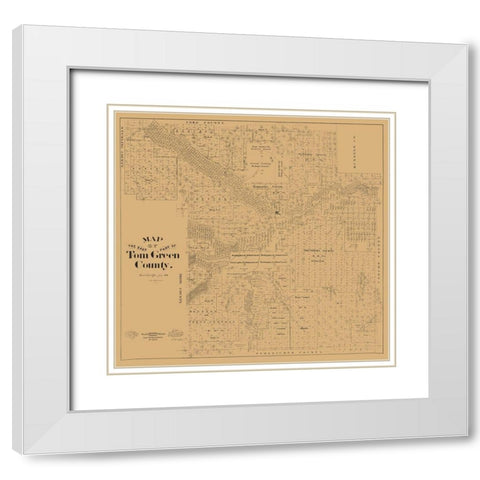 Tom Green County East Texas - McGaughey 1894 White Modern Wood Framed Art Print with Double Matting by McGaughey