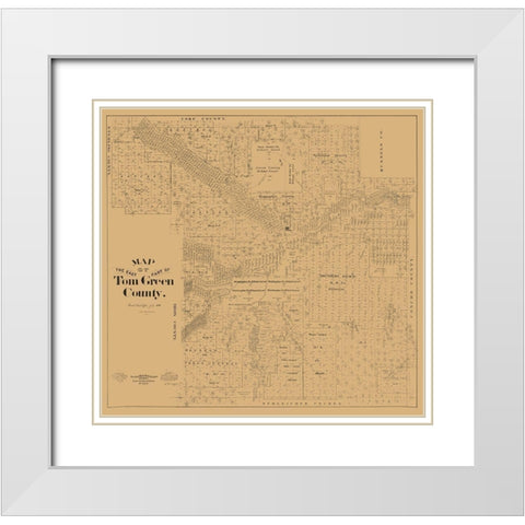 Tom Green County East Texas - McGaughey 1894 White Modern Wood Framed Art Print with Double Matting by McGaughey