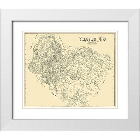Travis Texas Landowner - Land Office 1894 White Modern Wood Framed Art Print with Double Matting by Land Office