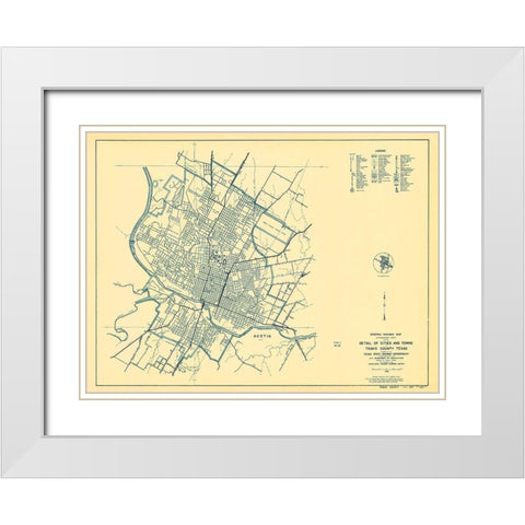 Travis Texas Highway - Highway Dept 1936 White Modern Wood Framed Art Print with Double Matting by Highway Dept