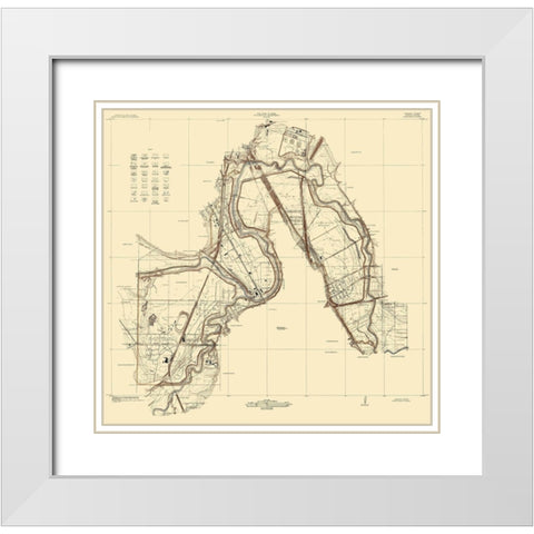 Trinity River Texas Sheet - USGS 1915 White Modern Wood Framed Art Print with Double Matting by USGS