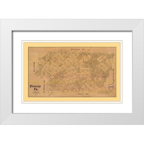Trinity County Texas - Walsh 1879 White Modern Wood Framed Art Print with Double Matting by Walsh
