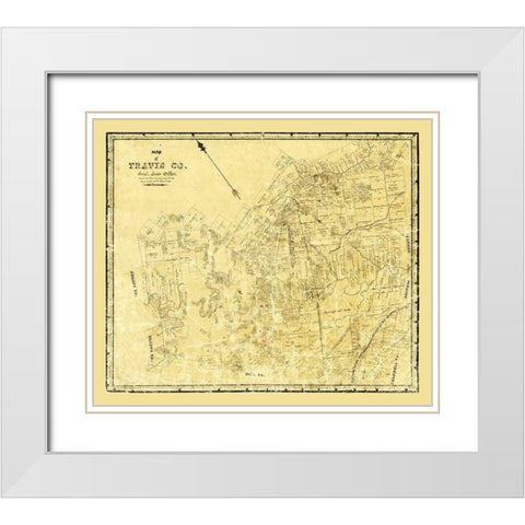 Travis County Texas - Rosenberg 1861 White Modern Wood Framed Art Print with Double Matting by Rosenberg