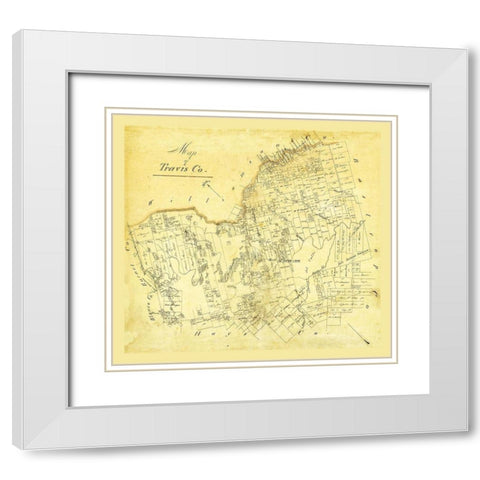 Travis County Texas White Modern Wood Framed Art Print with Double Matting by Unknown