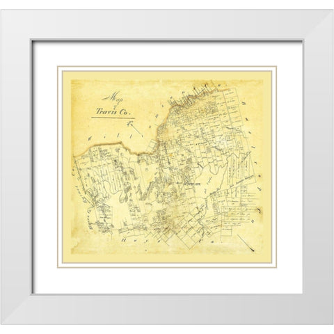 Travis County Texas White Modern Wood Framed Art Print with Double Matting by Unknown