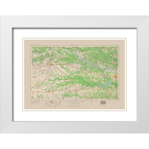 Texarkana Texas Quad - USGS 1954 White Modern Wood Framed Art Print with Double Matting by USGS