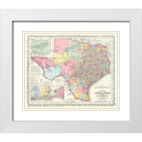 State of Texas - Young 1850 White Modern Wood Framed Art Print with Double Matting by Young