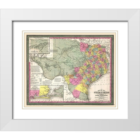 Texas - Young 1852 White Modern Wood Framed Art Print with Double Matting by Young