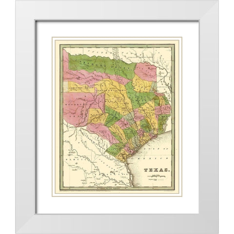 North East Texas - Goodrich 1841 White Modern Wood Framed Art Print with Double Matting by Goodrich