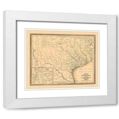 Texas - Williams 1845 White Modern Wood Framed Art Print with Double Matting by Williams