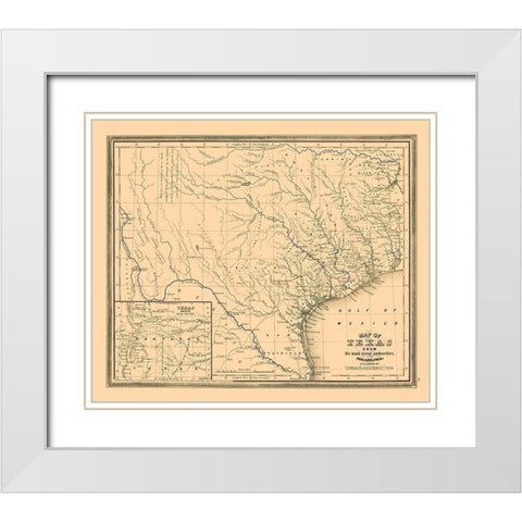 Texas - Williams 1845 White Modern Wood Framed Art Print with Double Matting by Williams