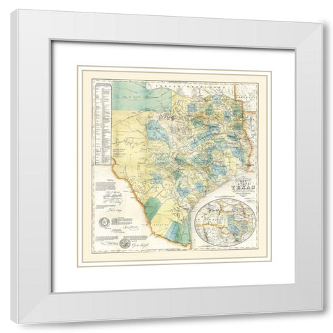 Texas - Creuzbaur 1854 White Modern Wood Framed Art Print with Double Matting by Creuzbaur