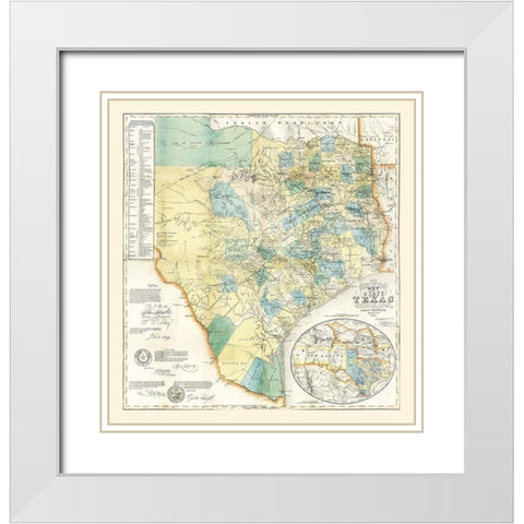 Texas - Creuzbaur 1854 White Modern Wood Framed Art Print with Double Matting by Creuzbaur