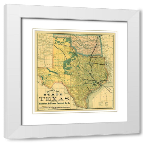Texas Revised - Rand McNally 1876 White Modern Wood Framed Art Print with Double Matting by Rand McNally