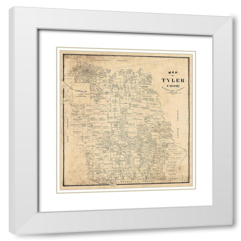 Tyler County Texas - Rowe 1897 White Modern Wood Framed Art Print with Double Matting by Rowe