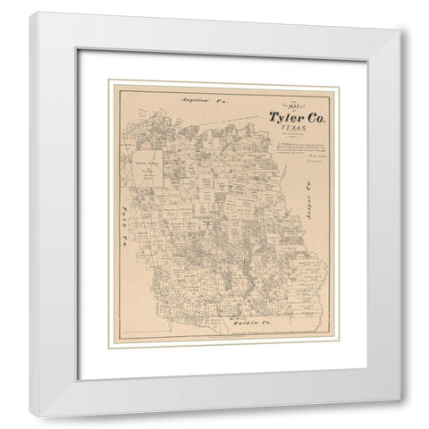 Tyler County Texas - Walsh 1879 White Modern Wood Framed Art Print with Double Matting by Walsh