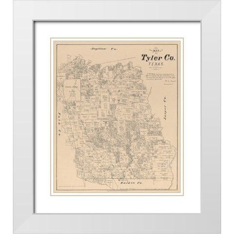 Tyler County Texas - Walsh 1879 White Modern Wood Framed Art Print with Double Matting by Walsh