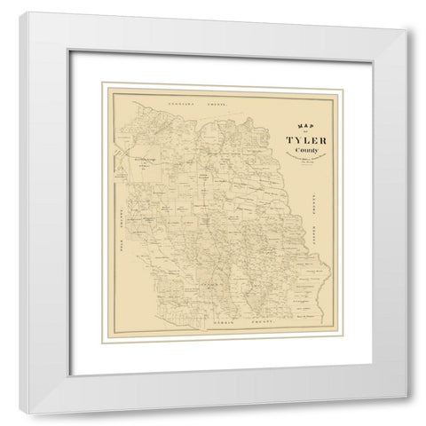 Tyler County Texas -1898 White Modern Wood Framed Art Print with Double Matting by Unknown