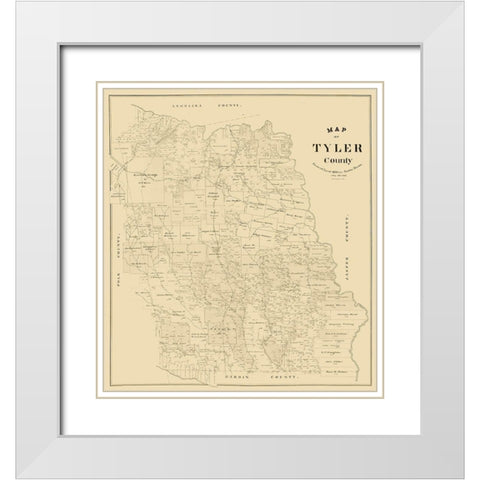 Tyler County Texas -1898 White Modern Wood Framed Art Print with Double Matting by Unknown