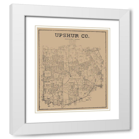Upshur County Texas - Pressler 1897 White Modern Wood Framed Art Print with Double Matting by Pressler