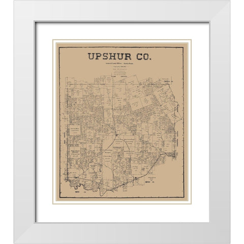 Upshur County Texas - Pressler 1897 White Modern Wood Framed Art Print with Double Matting by Pressler