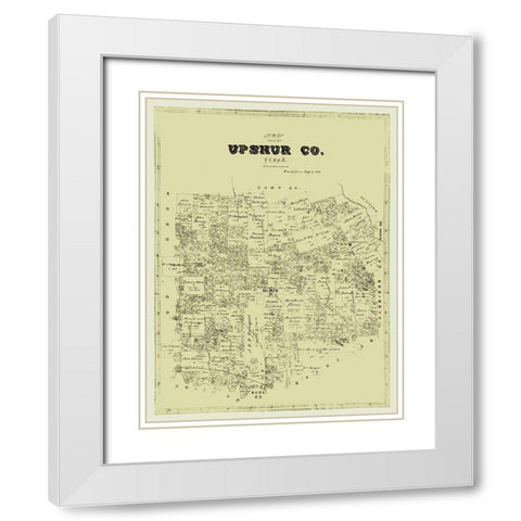 Upshur County Texas -1873 White Modern Wood Framed Art Print with Double Matting by Unknown