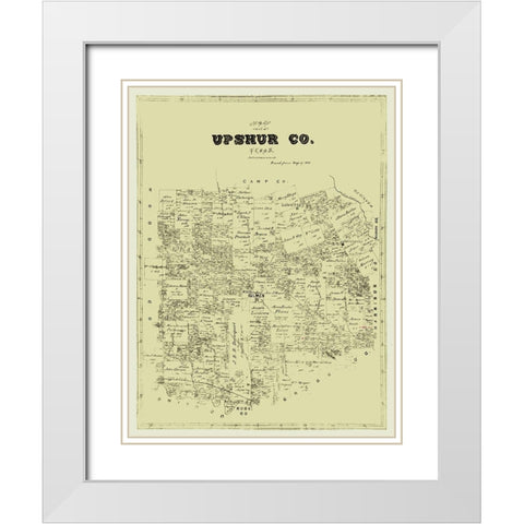 Upshur County Texas -1873 White Modern Wood Framed Art Print with Double Matting by Unknown