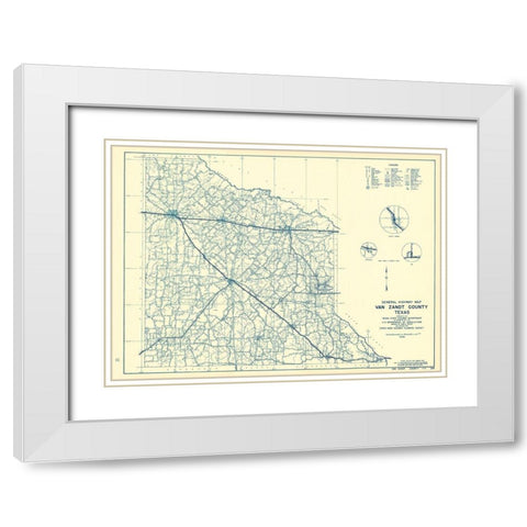 Van Zandt Texas - Highway Dept 1936 White Modern Wood Framed Art Print with Double Matting by Highway Dept