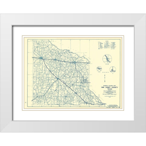Van Zandt Texas - Highway Dept 1936 White Modern Wood Framed Art Print with Double Matting by Highway Dept