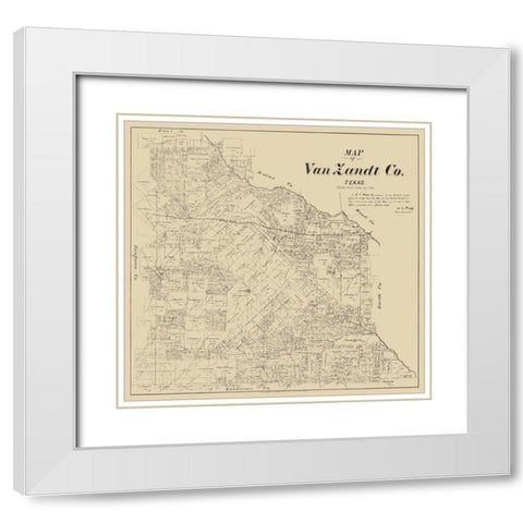 Van Zandt County Texas - Walsh 1884 White Modern Wood Framed Art Print with Double Matting by Walsh