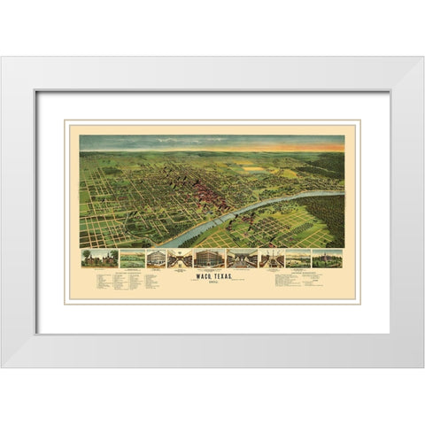 Waco Texas - Ension 1892 White Modern Wood Framed Art Print with Double Matting by Ension