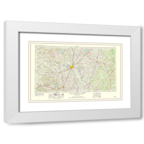Waco Texas Quad - USGS 1964 White Modern Wood Framed Art Print with Double Matting by USGS