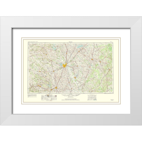 Waco Texas Quad - USGS 1964 White Modern Wood Framed Art Print with Double Matting by USGS