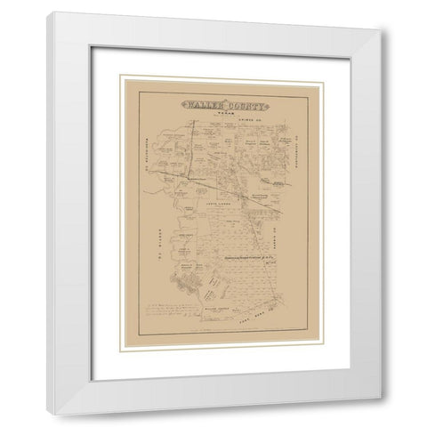 Waller County Texas - Walsh 1879 White Modern Wood Framed Art Print with Double Matting by Walsh