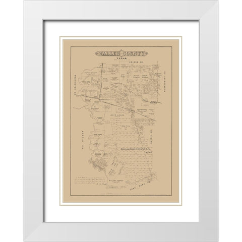 Waller County Texas - Walsh 1879 White Modern Wood Framed Art Print with Double Matting by Walsh