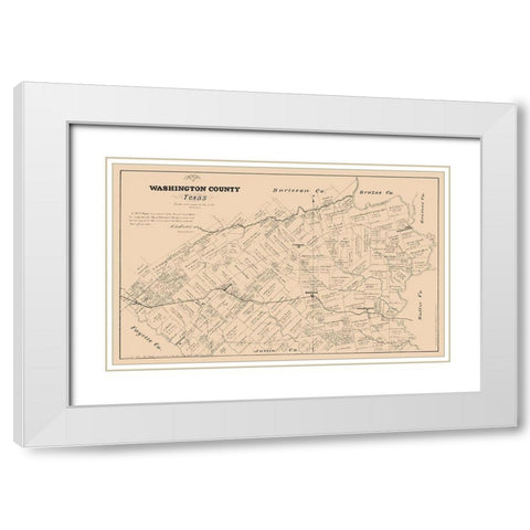 Washington County Texas - Walsh 1879 White Modern Wood Framed Art Print with Double Matting by Walsh