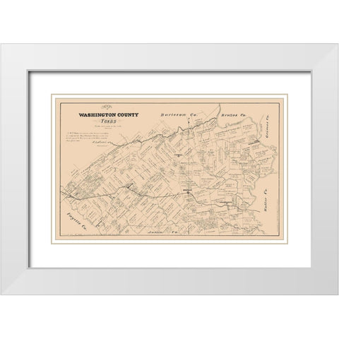 Washington County Texas - Walsh 1879 White Modern Wood Framed Art Print with Double Matting by Walsh