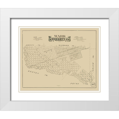 Ward County Texas - Hall 1888 White Modern Wood Framed Art Print with Double Matting by Hall