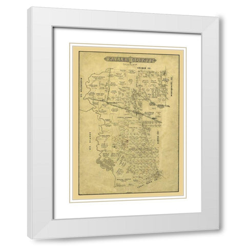 Waller County Texas - Blau 1880 White Modern Wood Framed Art Print with Double Matting by Blau