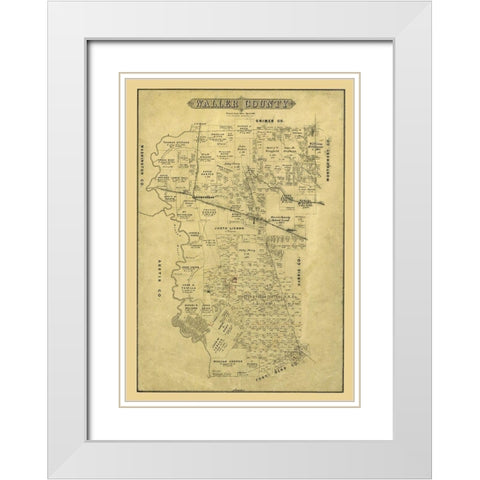 Waller County Texas - Blau 1880 White Modern Wood Framed Art Print with Double Matting by Blau