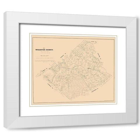 Wharton County Texas - Walsh 1880 White Modern Wood Framed Art Print with Double Matting by Walsh