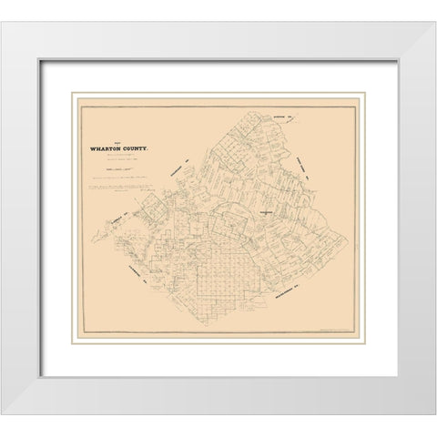 Wharton County Texas - Walsh 1880 White Modern Wood Framed Art Print with Double Matting by Walsh