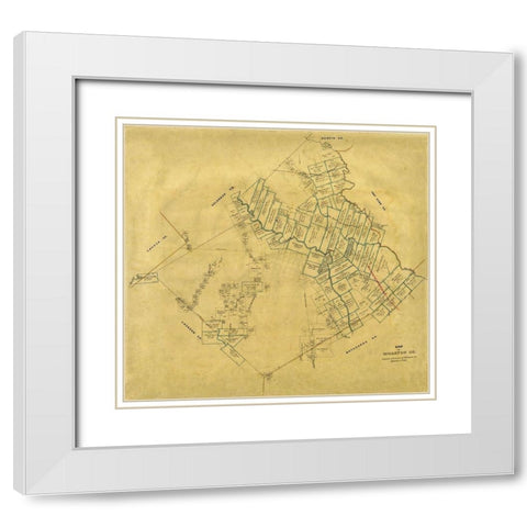 Wharton County Texas - Pressler 1865 White Modern Wood Framed Art Print with Double Matting by Pressler
