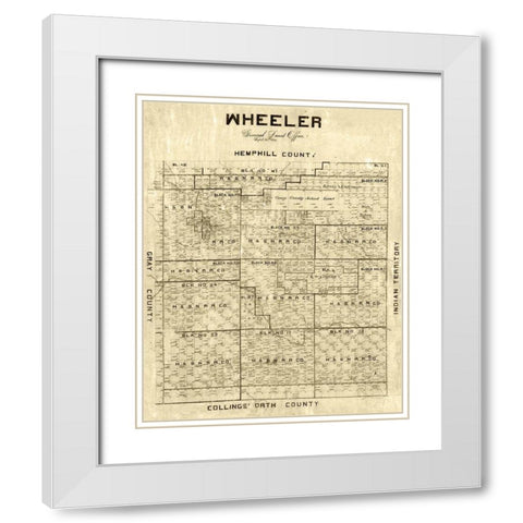 Wheeler County Texas -1887 White Modern Wood Framed Art Print with Double Matting by Unknown