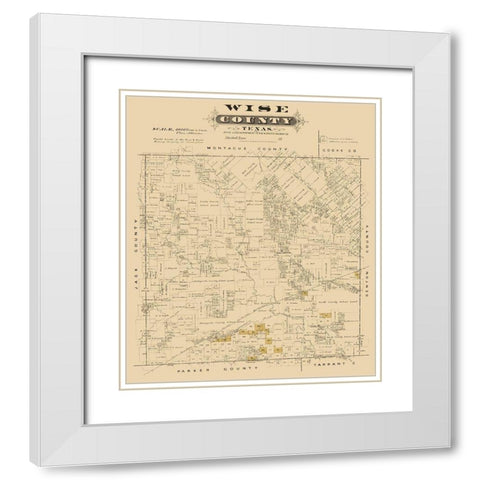 Wise County Texas - Gast 1870 White Modern Wood Framed Art Print with Double Matting by Gast