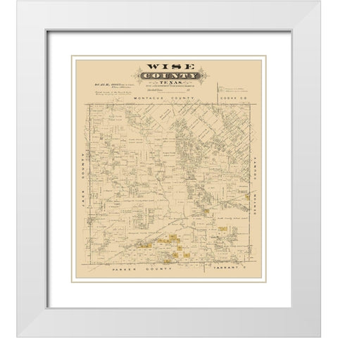 Wise County Texas - Gast 1870 White Modern Wood Framed Art Print with Double Matting by Gast