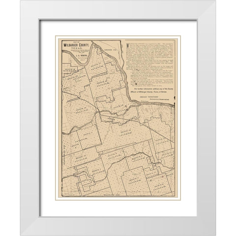 Wilbarger County Texas - Nabers 1887 White Modern Wood Framed Art Print with Double Matting by Nabers