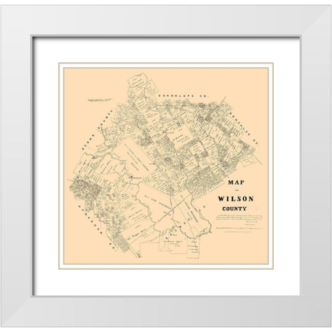Wilson County Texas - Walsh 1879 White Modern Wood Framed Art Print with Double Matting by Walsh